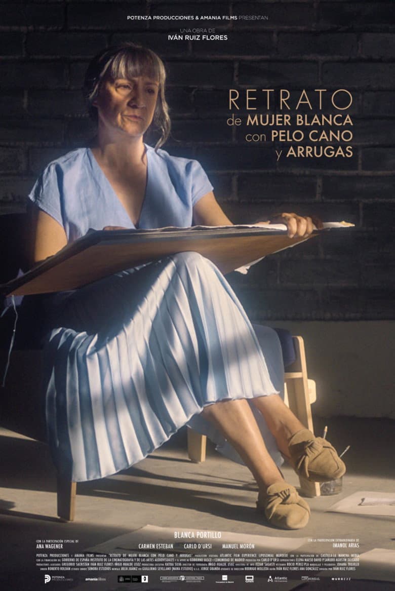 Portrait of White Woman with Grey Hair and Wrinkles poster
