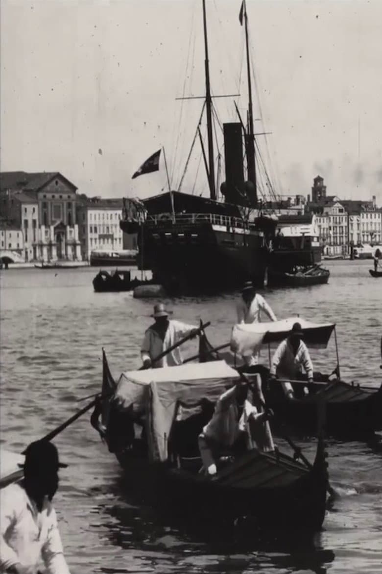Venice, harbour scene with gondolas poster