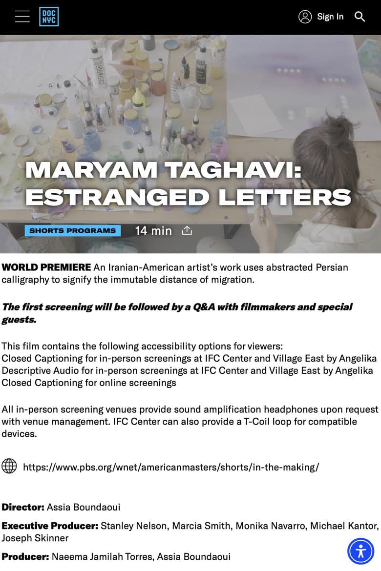 Maryam Taghavi: Estranged Letters poster