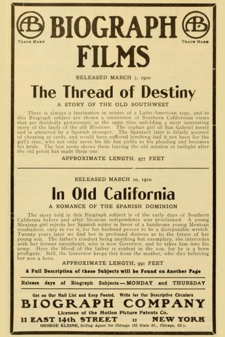In Old California poster