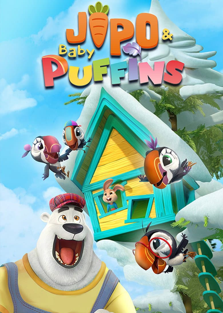 Baby Puffins & Bunny poster