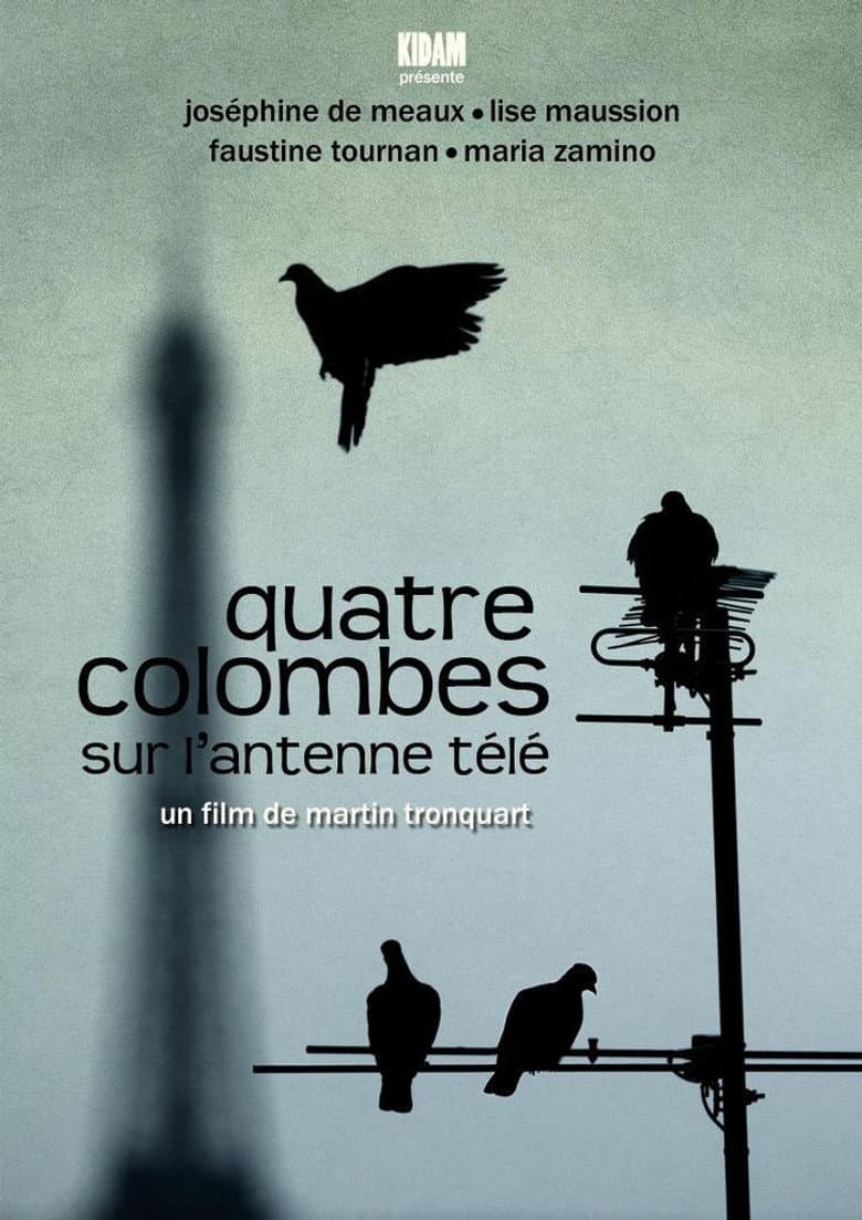 Quatre colombes sur l'antenne télé poster