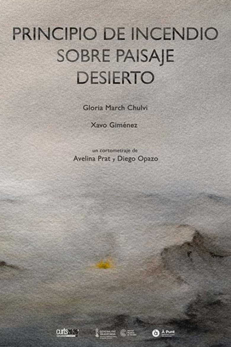 Principio de incendio sobre paisaje desierto poster